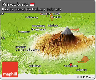 Physical Panoramic Map of Purwokerto