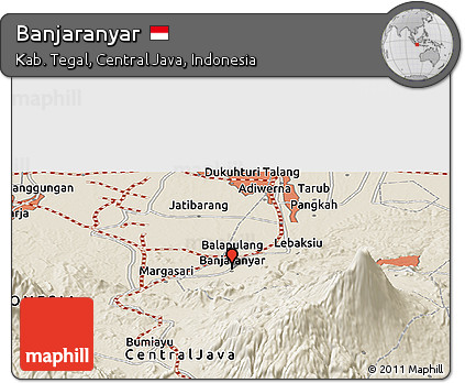 Shaded Relief Panoramic Map of Banjaranyar