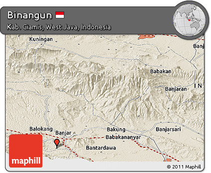 Shaded Relief Panoramic Map of Binangun