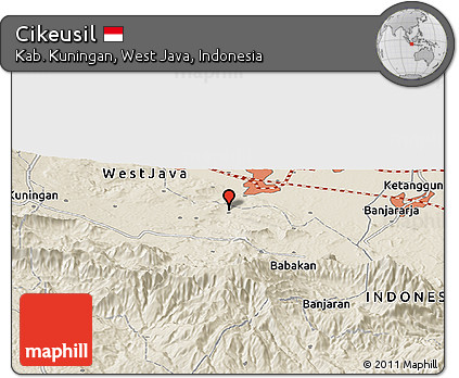 Shaded Relief Panoramic Map of Cikeusil