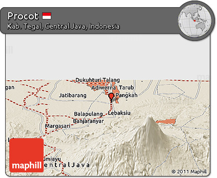 Shaded Relief Panoramic Map of Procot