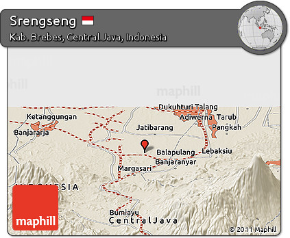 Shaded Relief Panoramic Map of Srengseng