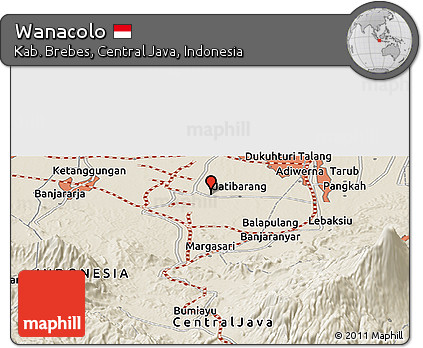 Shaded Relief Panoramic Map of Wanacolo