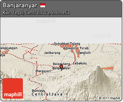 Shaded Relief Panoramic Map of Banjaranyar