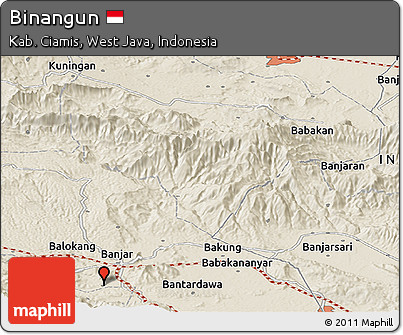 Shaded Relief Panoramic Map of Binangun