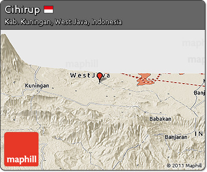 Shaded Relief Panoramic Map of Cihirup