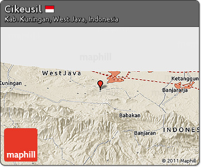 Shaded Relief Panoramic Map of Cikeusil