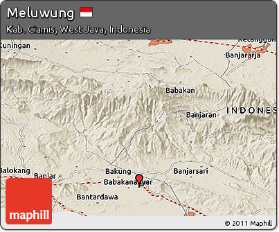 Shaded Relief Panoramic Map of Meluwung