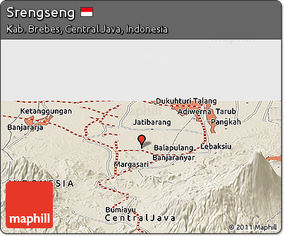Shaded Relief Panoramic Map of Srengseng