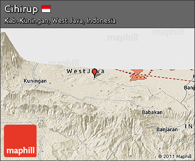 Shaded Relief Panoramic Map of Cihirup