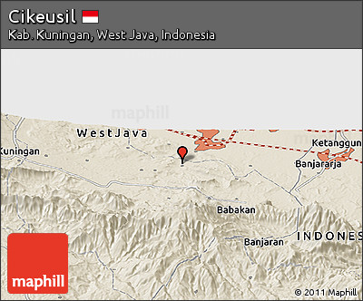 Shaded Relief Panoramic Map of Cikeusil