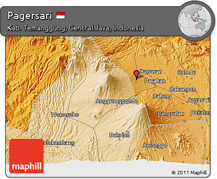 Political 3D Map of Pagersari