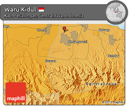 Political 3D Map of Waru Kidul