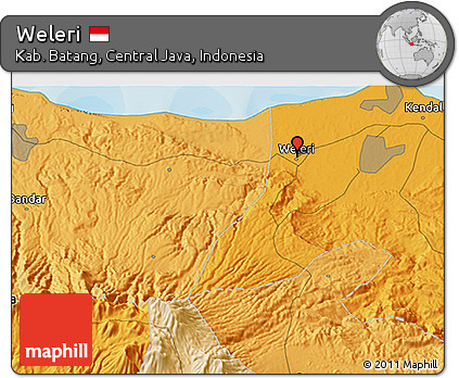 Political 3D Map of Weleri