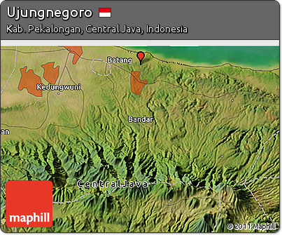 Satellite 3D Map of Ujungnegoro