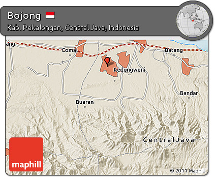Shaded Relief 3D Map of Bojong