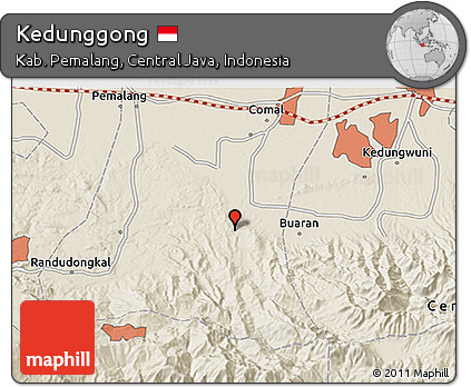 Shaded Relief 3D Map of Kedunggong