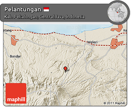 Shaded Relief 3D Map of Pelantungan