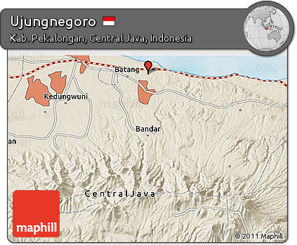Shaded Relief 3D Map of Ujungnegoro
