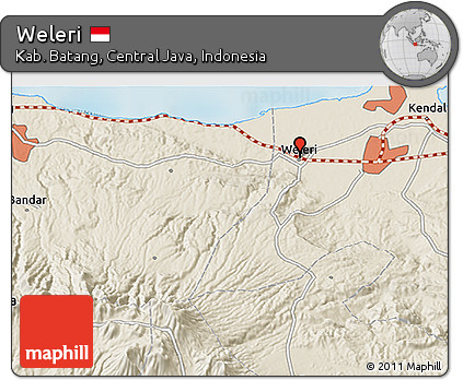 Shaded Relief 3D Map of Weleri