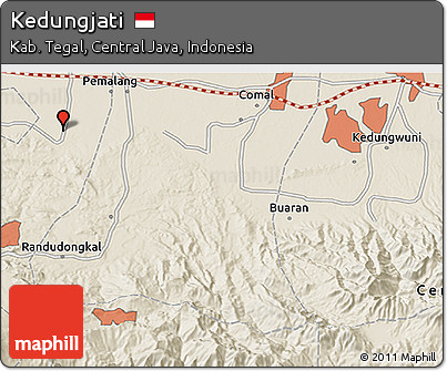 Shaded Relief 3D Map of Kedungjati