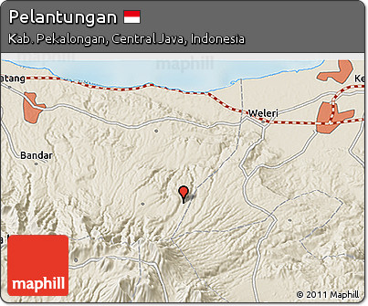 Shaded Relief 3D Map of Pelantungan