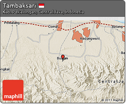 Shaded Relief 3D Map of Tambaksari