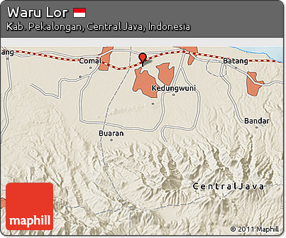 Shaded Relief 3D Map of Waru Lor