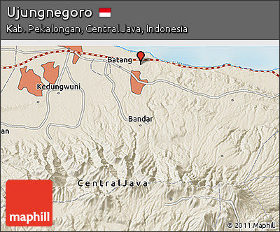 Shaded Relief 3D Map of Ujungnegoro