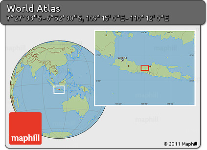 Savanna Style Location Map of the Area around 7° 10' 2" S, 109° 43' 29" E