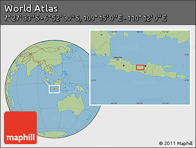 Savanna Style Location Map of the Area around 7° 10' 2" S, 109° 43' 29" E