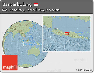 Savanna Style Location Map of Bantarbolang, hill shading
