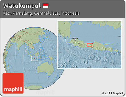 Savanna Style Location Map of Watukumpul, hill shading