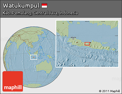 Savanna Style Location Map of Watukumpul, hill shading
