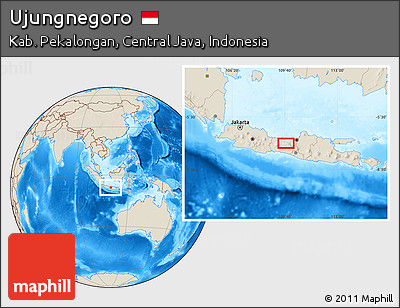 Shaded Relief Location Map of Ujungnegoro