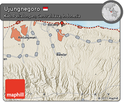 Shaded Relief Map of Ujungnegoro