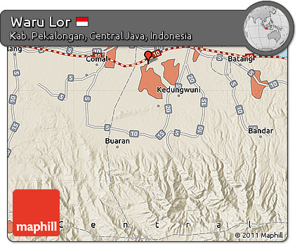 Shaded Relief Map of Waru Lor