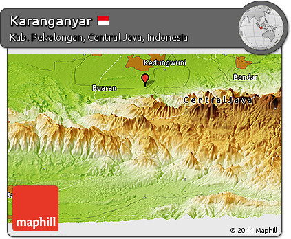 Physical Panoramic Map of Karanganyar