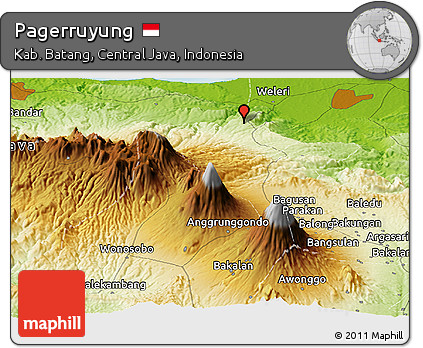 Physical Panoramic Map of Pagerruyung