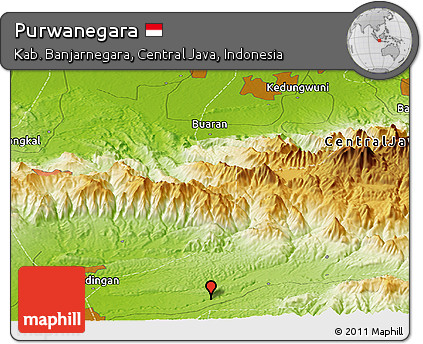 Physical Panoramic Map of Purwanegara
