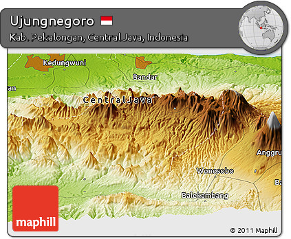 Physical Panoramic Map of Ujungnegoro