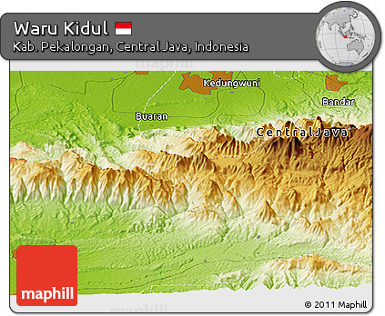 Physical Panoramic Map of Waru Kidul