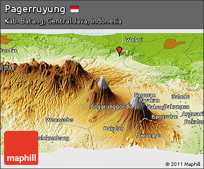 Physical Panoramic Map of Pagerruyung
