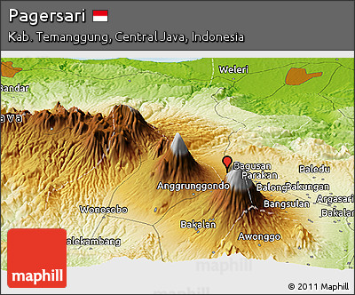 Physical Panoramic Map of Pagersari