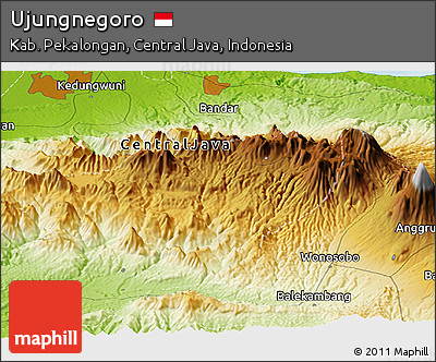 Physical Panoramic Map of Ujungnegoro