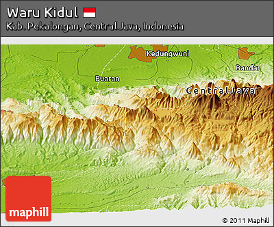 Physical Panoramic Map of Waru Kidul