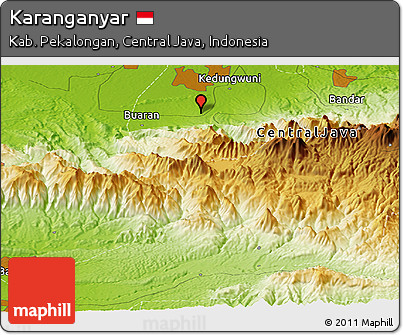 Physical Panoramic Map of Karanganyar