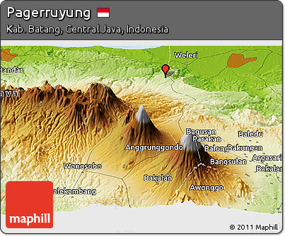 Physical Panoramic Map of Pagerruyung
