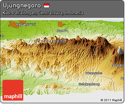 Physical Panoramic Map of Ujungnegoro