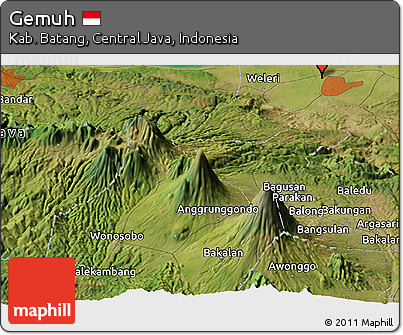 Satellite Panoramic Map of Gemuh